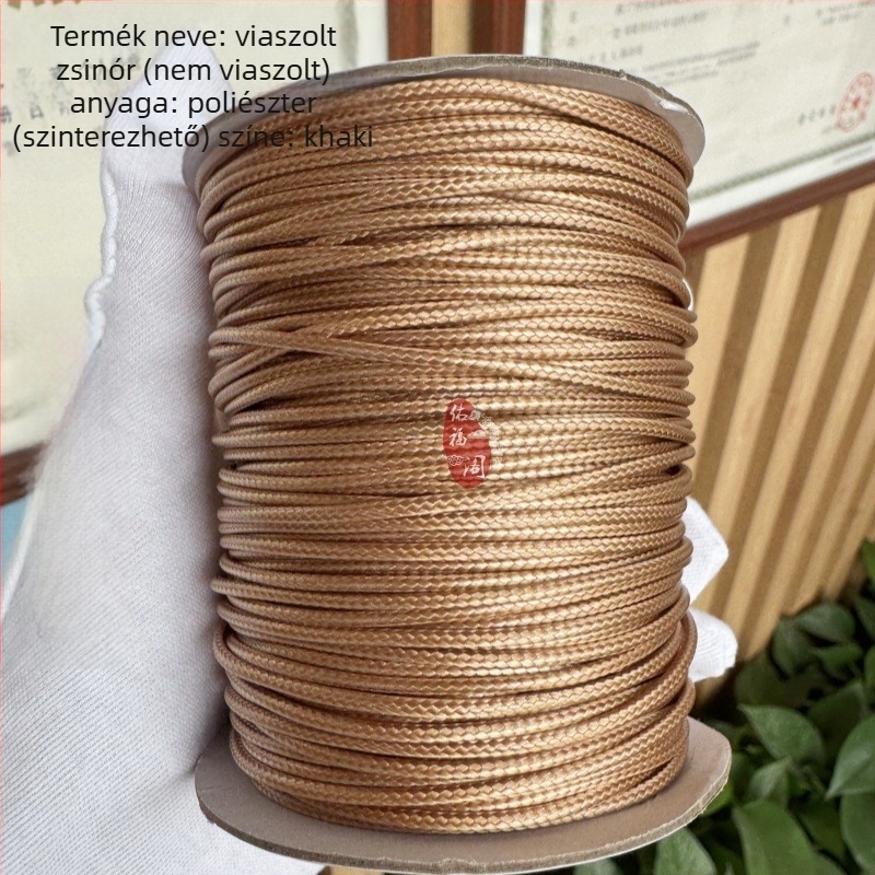 Viaszott bőrszálas nyaklánc jade medállal, uniszex, fonott kötél