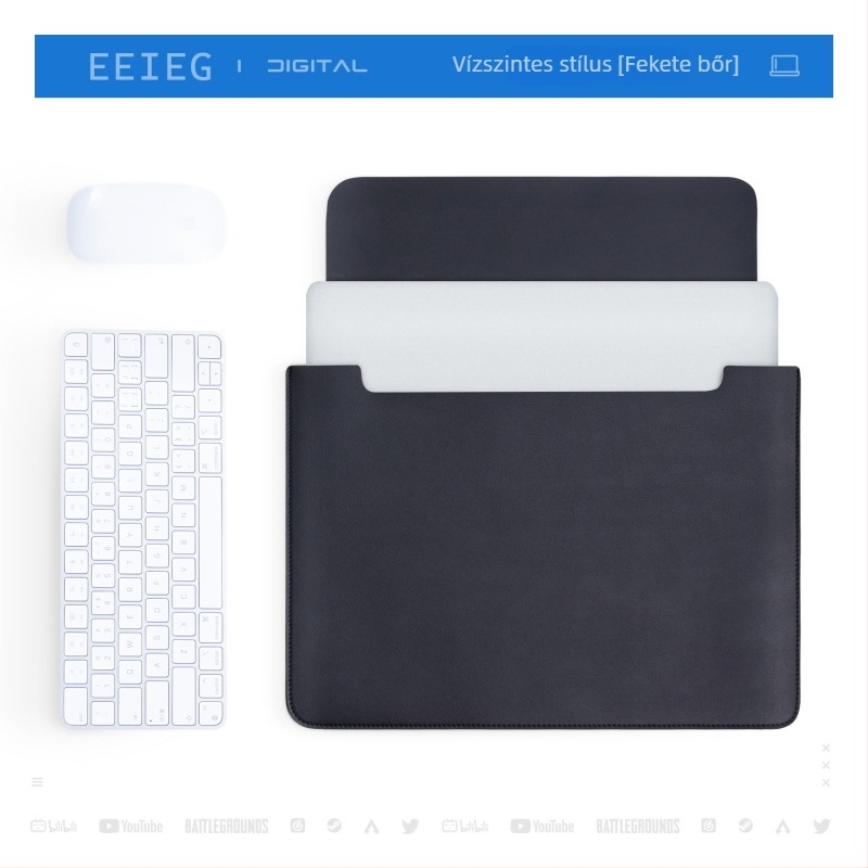 MacBook védőtaska és tároló készlet, vékony, nem mágneses, bőrhatású