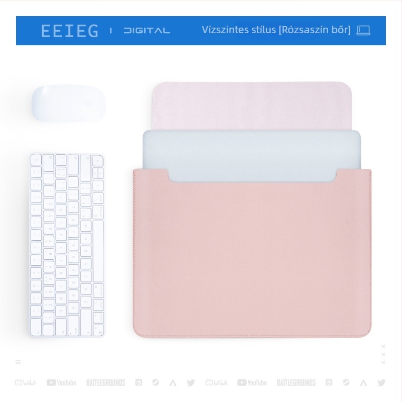 MacBook védőtaska és tároló készlet, vékony, nem mágneses, bőrhatású