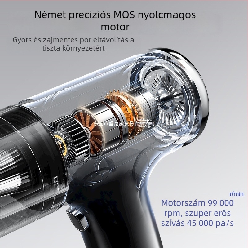 Kézi autós porszívó erős szívással, vezeték nélküli, autó és otthon egyaránt használható (90W, 20000Pa, újratölthető)