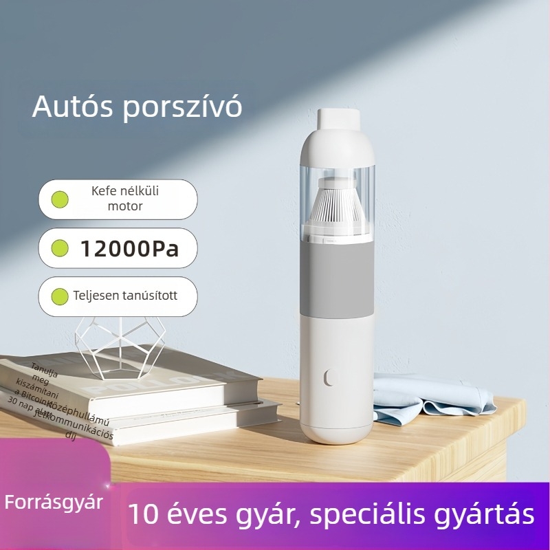 Kábel nélküli kézi autó‑porszívó, erős szívóerővel, hordozható, szívó- és fúvó funkcióval