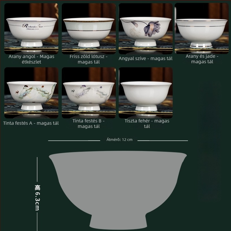 Porcelán tálak készlete, mikrohullámú sütőhöz használható, kör alakú, modern minimalista stílus, logó nyomtatva.