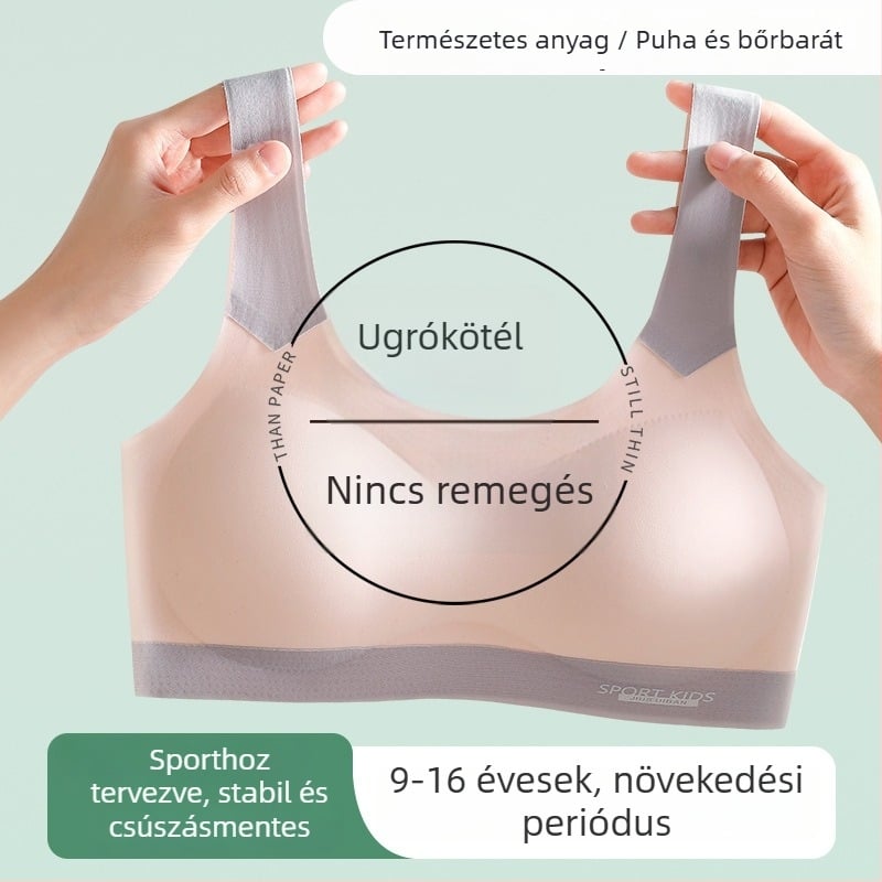 Varrás nélküli sportmelltartó tiniknek, nylonból, teljes kosár, lélegző és kényelmes, top-stílusú