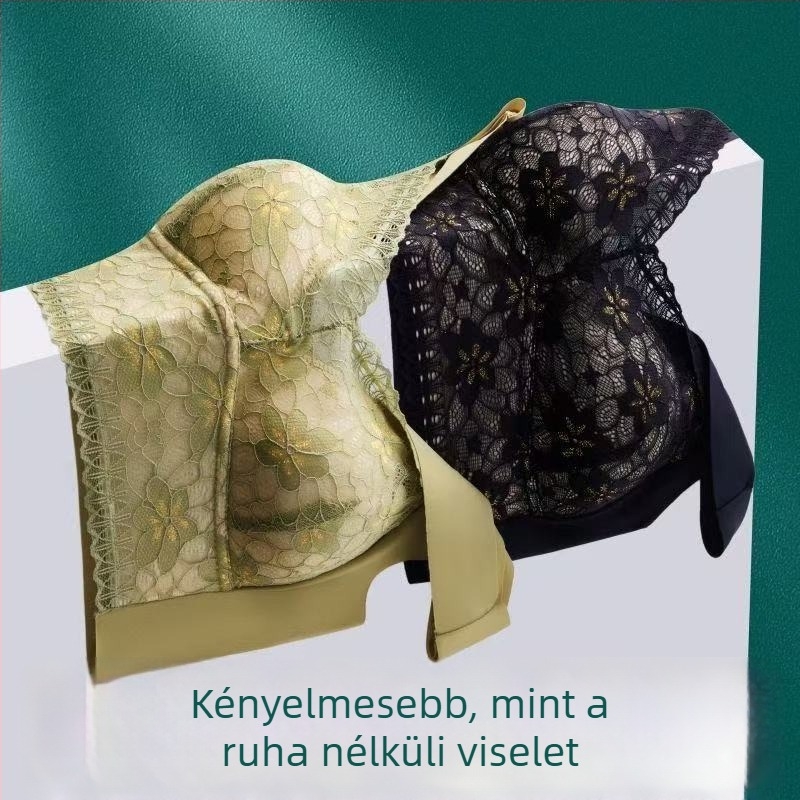 Pluszméretű csipkés top melltartó, varrat nélküli, push-up, Ice Silk, lélegző