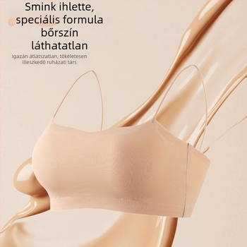 Női pánt nélküli bandeau melltartó, láthatatlan varrat nélküli dizájn, vékony pántok, Ice Silk anyag, exponálódás elleni védelem.