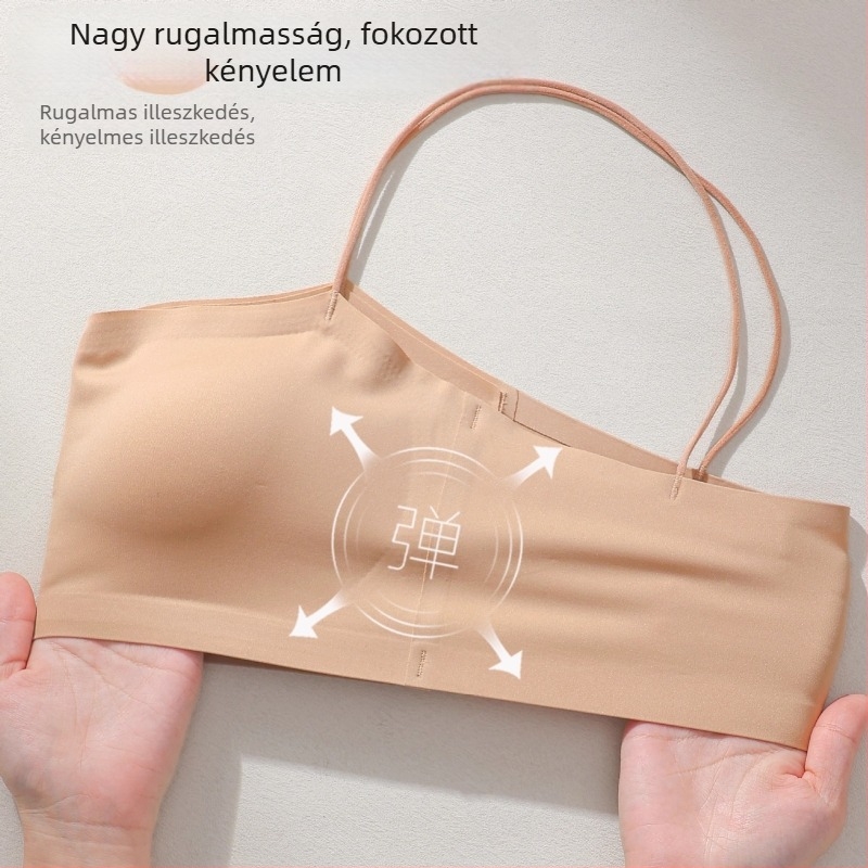 Női pánt nélküli bandeau melltartó, láthatatlan varrat nélküli dizájn, vékony pántok, Ice Silk anyag, exponálódás elleni védelem.