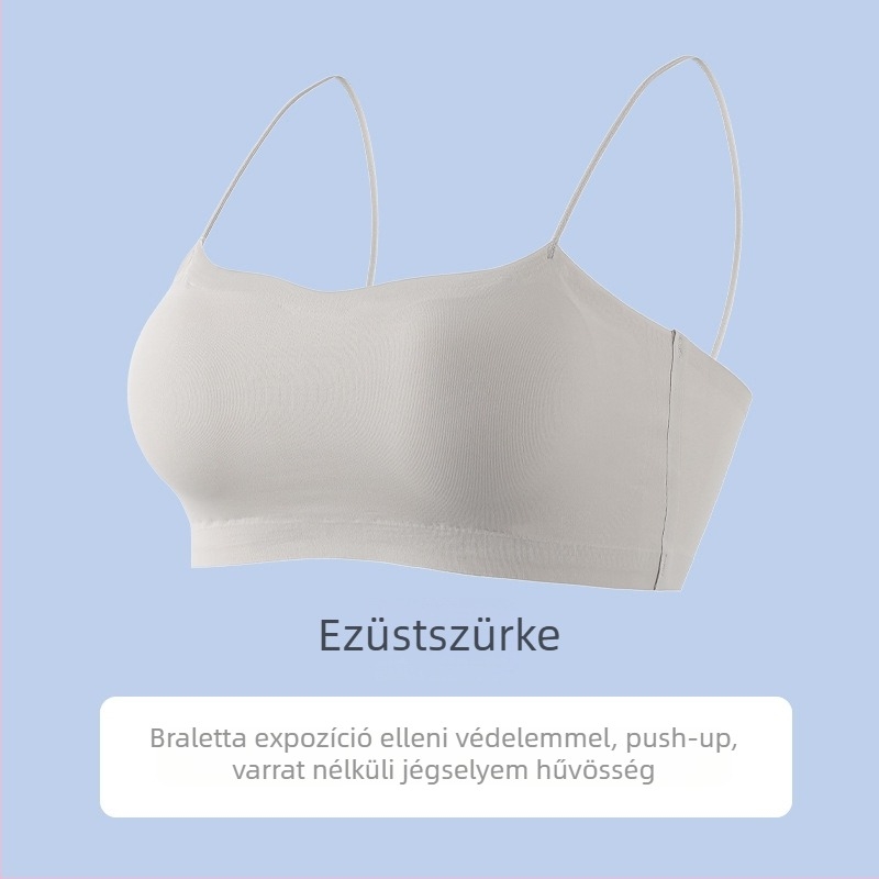 Női pánt nélküli bandeau melltartó, láthatatlan varrat nélküli dizájn, vékony pántok, Ice Silk anyag, exponálódás elleni védelem.