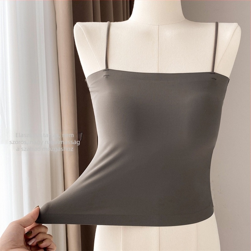 Vékony nyári ice silk top fix kosárakkal, női hátsó rész dizájn, könnyű alapréteg