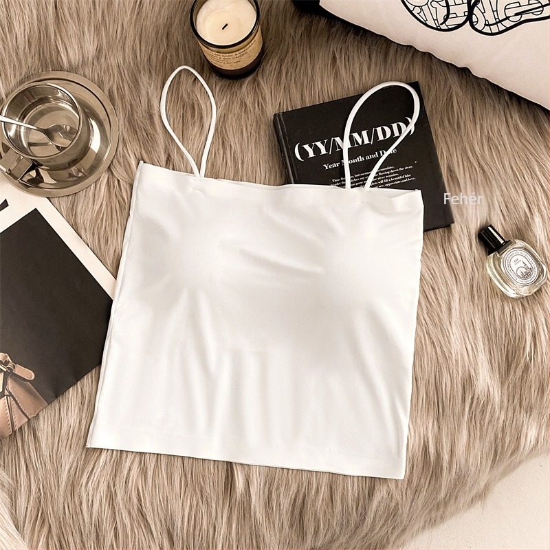 Vékony nyári ice silk top fix kosárakkal, női hátsó rész dizájn, könnyű alapréteg