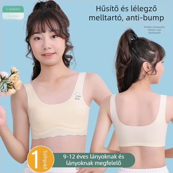 Váll nélküli gyerek melltartó 7–12 éveseknek, nejlon Ice Silk, teljes kosár, vékony formázott kosár, hátkisimítási kényelem