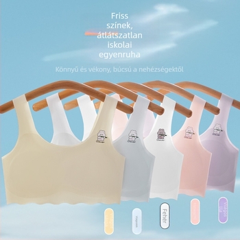 Váll nélküli gyerek melltartó 7–12 éveseknek, nejlon Ice Silk, teljes kosár, vékony formázott kosár, hátkisimítási kényelem