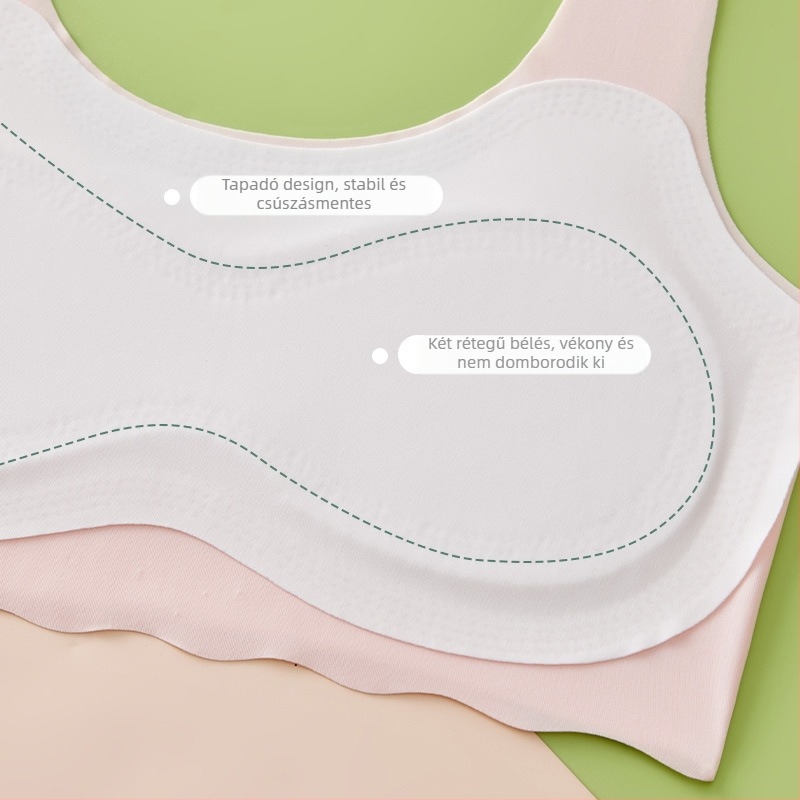 Váll nélküli gyerek melltartó 7–12 éveseknek, nejlon Ice Silk, teljes kosár, vékony formázott kosár, hátkisimítási kényelem