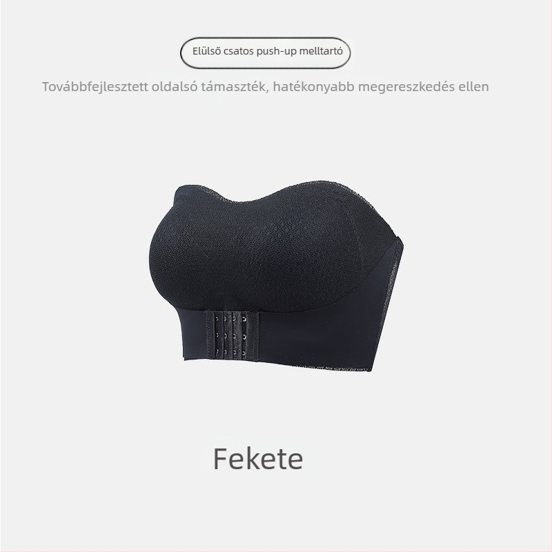 Plusz méretű váll nélküli push-up melltartó elülső zárással, vékony kosár, emelés, szép hátsó rész, láthatatlan alsónemű menyasszonyi viselethez