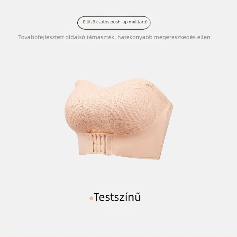 Plusz méretű váll nélküli push-up melltartó elülső zárással, vékony kosár, emelés, szép hátsó rész, láthatatlan alsónemű menyasszonyi viselethez