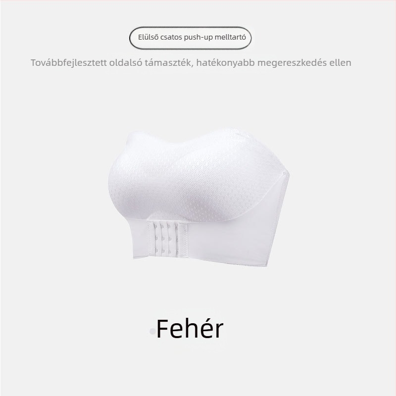 Plusz méretű váll nélküli push-up melltartó elülső zárással, vékony kosár, emelés, szép hátsó rész, láthatatlan alsónemű menyasszonyi viselethez