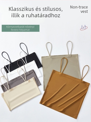 Egy váll nélküli camisol ice silk anyagból, párnázatlan, vékony női felső, hátsó kivágással