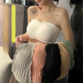 Nélküli vállú melltartó-top ice silk anyagból – nylon, légáteresztő, állítható, teljes kosár, corset-stílus