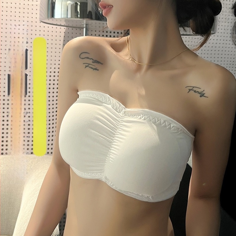 Nélküli vállú melltartó-top ice silk anyagból – nylon, légáteresztő, állítható, teljes kosár, corset-stílus