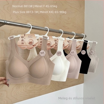 Vezeték nélküli, varrás nélküli melltartó, mellény-stílus, 3/4 kosár, vékony formázott kosarak, rögzített kettős vállpántok, nylon anyag belső 50-70%