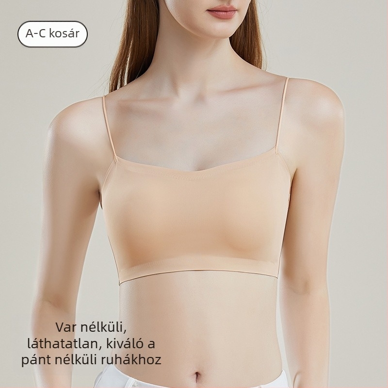 Vékony vállpántos camisole melltartó slip ruhákhoz, könnyű párnázással, szép hátsó rész, légáteresztő nylon