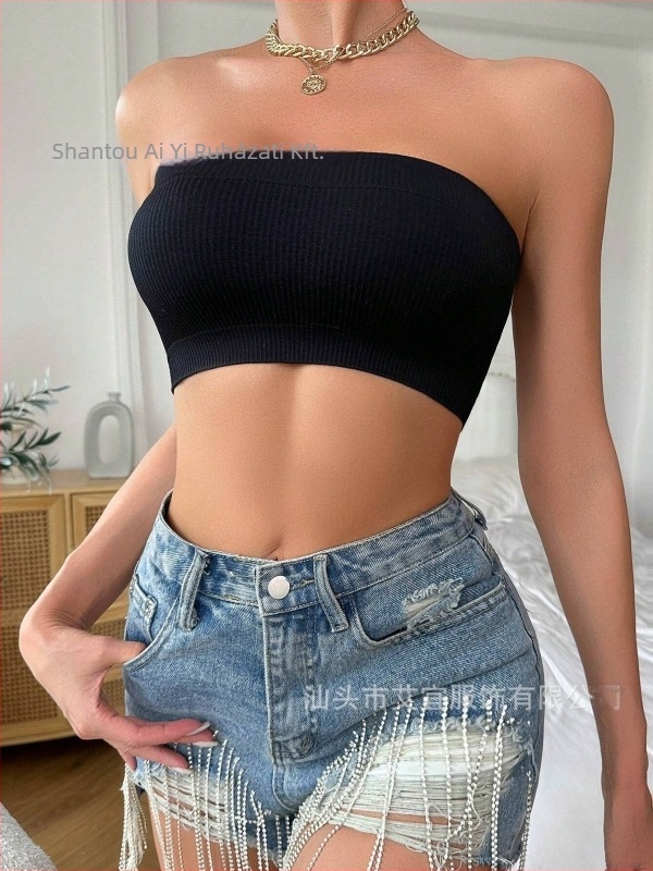Nylon seamless váll nélküli bandeau felső - torok körbefogó, teljes kosár, vékony formázó kosár, légáteresztő, nyár 2024