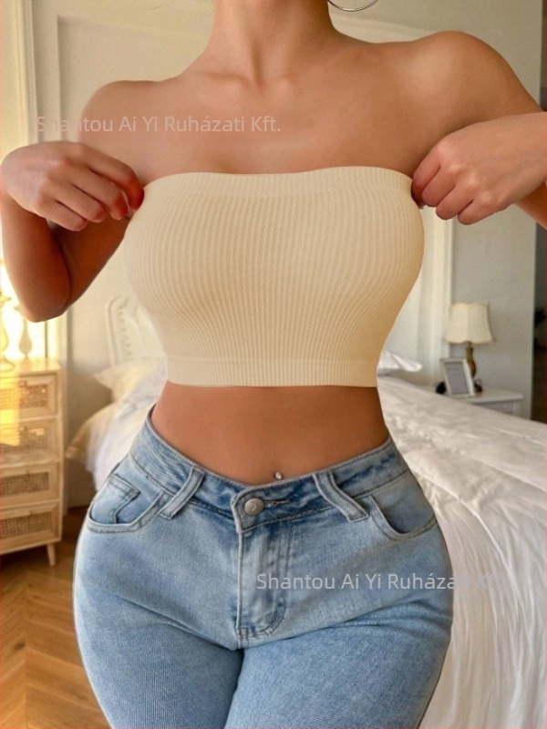 Nylon seamless váll nélküli bandeau felső - torok körbefogó, teljes kosár, vékony formázó kosár, légáteresztő, nyár 2024