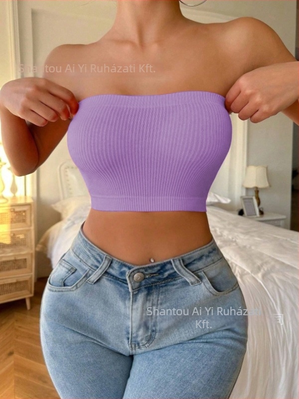 Nylon seamless váll nélküli bandeau felső - torok körbefogó, teljes kosár, vékony formázó kosár, légáteresztő, nyár 2024