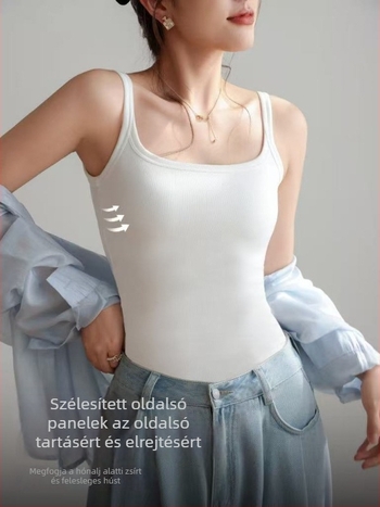 Női fekete top beépített melltartóval és párnázással, légáteresztő, karcsú fazon nyárra