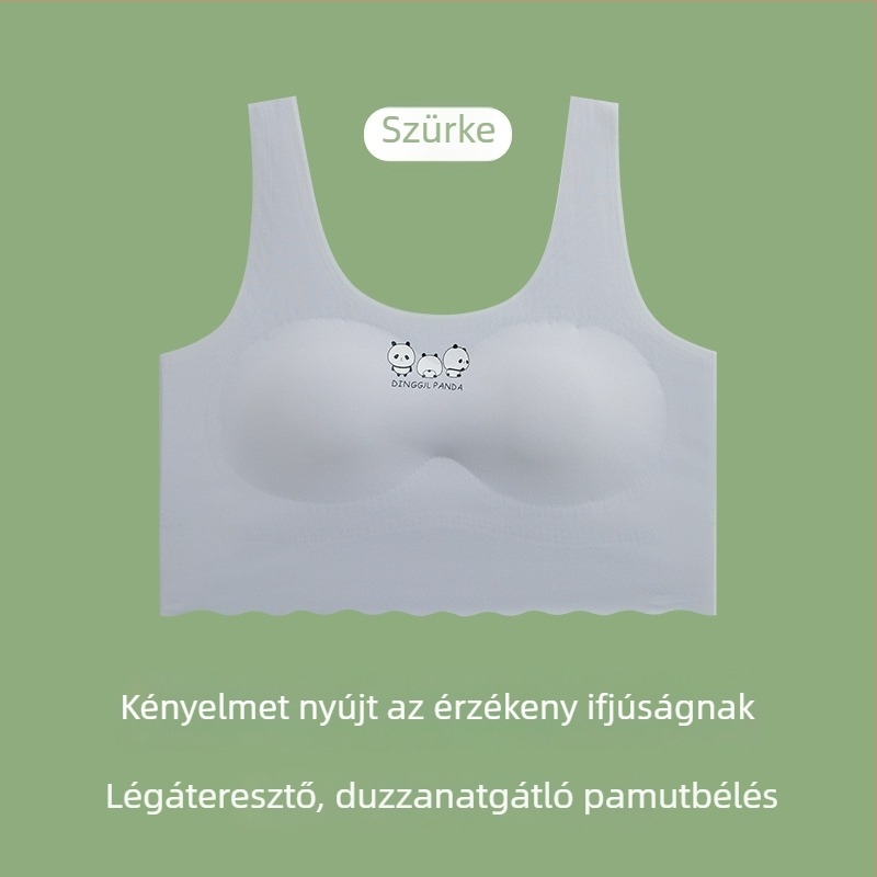 Varrás nélküli fehérnemű serdülő lányoknak, jégselyem anyagú melltartó és top
