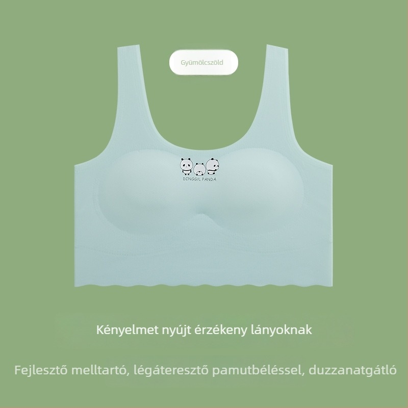 Varrás nélküli fehérnemű serdülő lányoknak, jégselyem anyagú melltartó és top