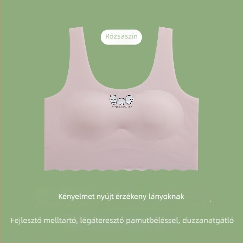 Varrás nélküli fehérnemű serdülő lányoknak, jégselyem anyagú melltartó és top