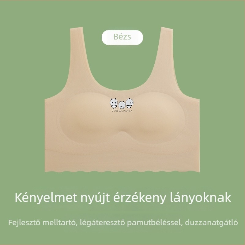 Varrás nélküli fehérnemű serdülő lányoknak, jégselyem anyagú melltartó és top