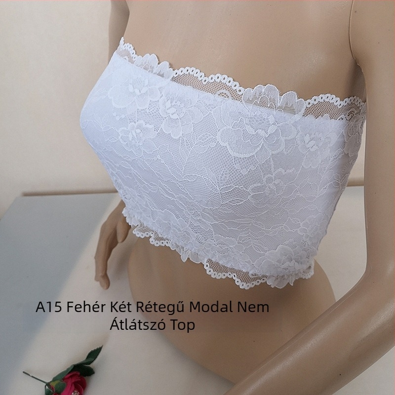 Csipkés csőtop a dekoltázsért, vékony moldált kosár, légáteresztő, anti-expozíció, szép hát, korszet-stílus