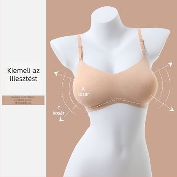 Váll nélküli melltartó kis mellemhez, csúszásmentes, push-up hatás, 3/4 kosár, levehető pántok, varrat nélküli nejlon