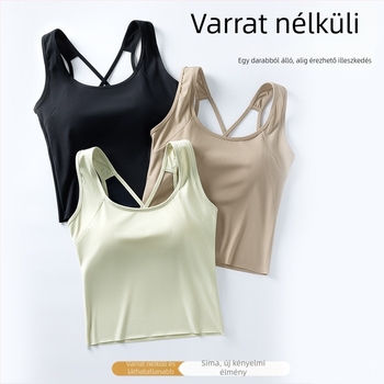 Fekete camisol beépített melltartóbetéttel, karcsúsított fazon, szexi hátsó dizájn