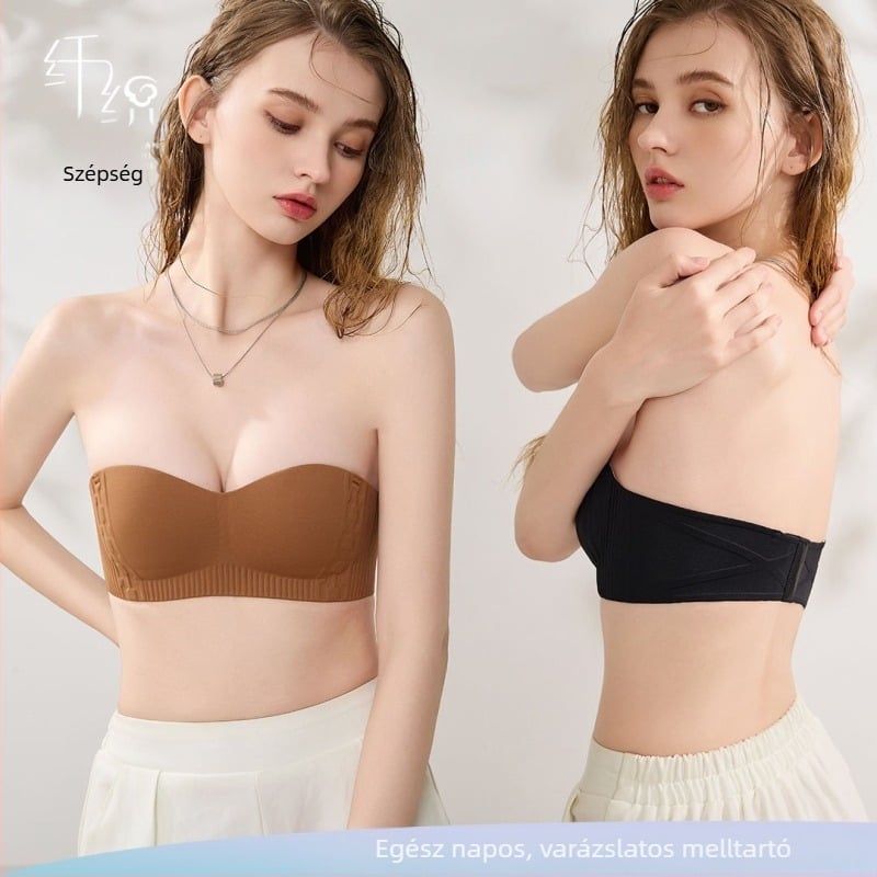 Váll nélküli csőtop melltartó, hátul három soros kapoccsal, csúszásmentes, nylon anyagból, kosár 1/2