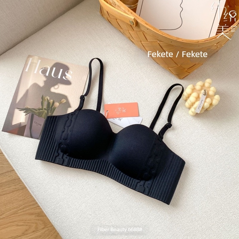 Váll nélküli csőtop melltartó, hátul három soros kapoccsal, csúszásmentes, nylon anyagból, kosár 1/2