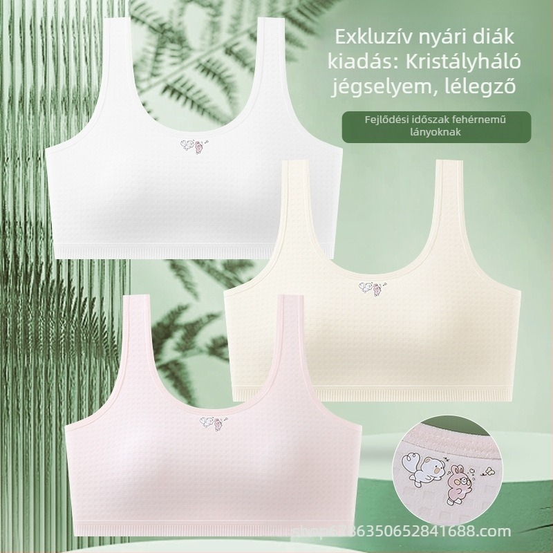 Tinédzser lányoknak tervezett, légáteresztő, top-stílusú sportmelltartó rögzített kosarakkal