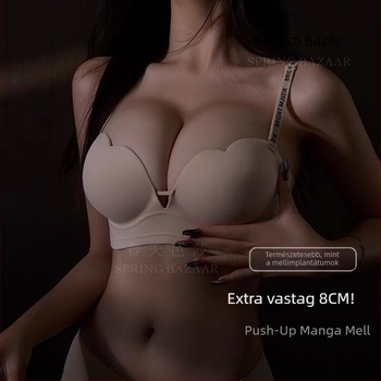 6 cm vastag párnázású strapless melltartó, kis mellhez, push-up, varrat nélküli, csúszásmentes, 3/4 kosár