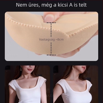 6 cm vastag párnázású strapless melltartó, kis mellhez, push-up, varrat nélküli, csúszásmentes, 3/4 kosár