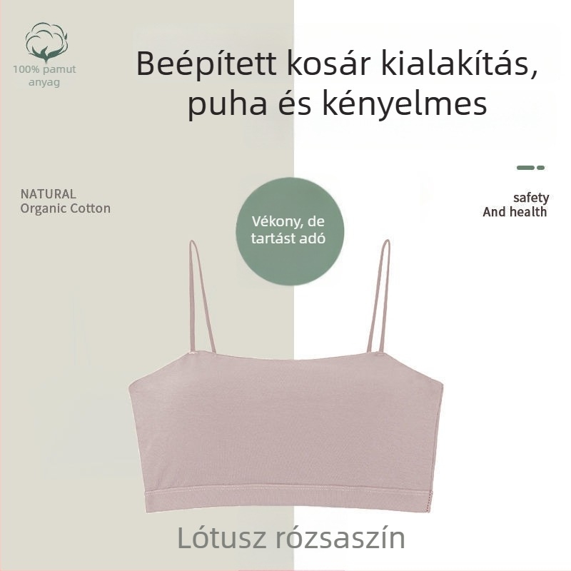 Pamutból készült melltartó formázott kosarakkal, latex-pamut töltettel, vékony pántokkal és dekoratív hátsó résszel