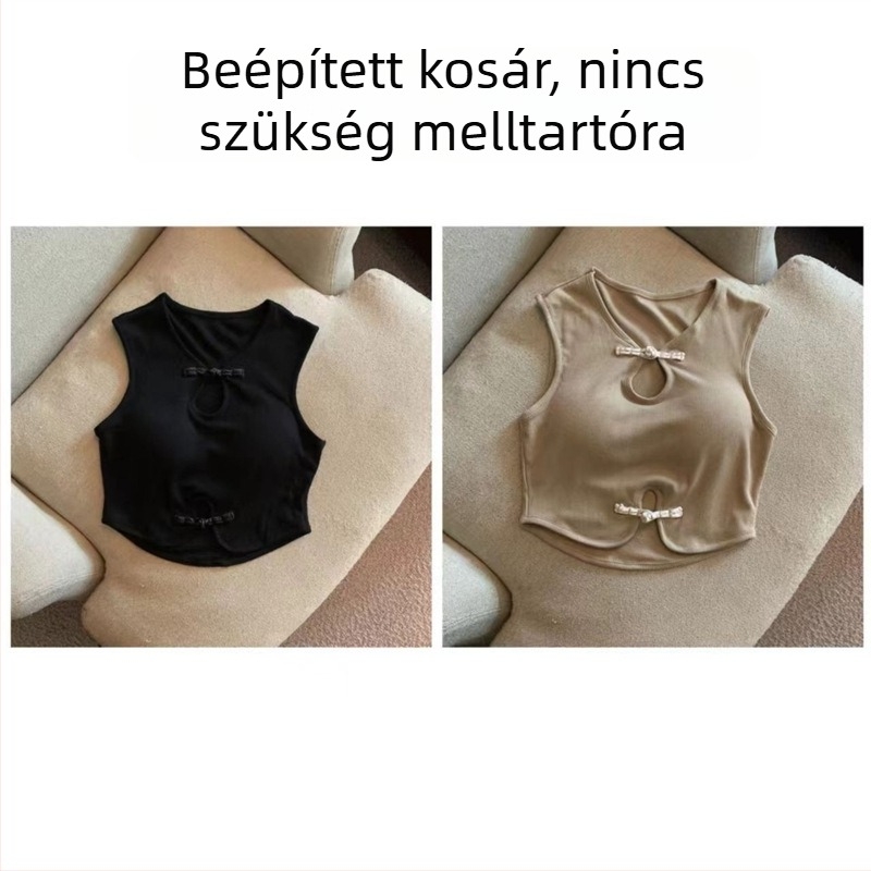 Női pántos felső kínai csomózással, új kínai stílus, ujjatlan, elegáns és divatos