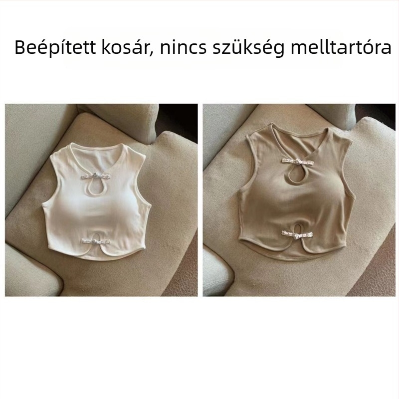 Női pántos felső kínai csomózással, új kínai stílus, ujjatlan, elegáns és divatos