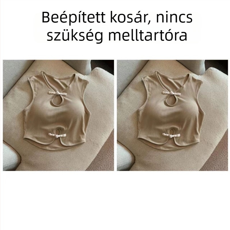 Női pántos felső kínai csomózással, új kínai stílus, ujjatlan, elegáns és divatos