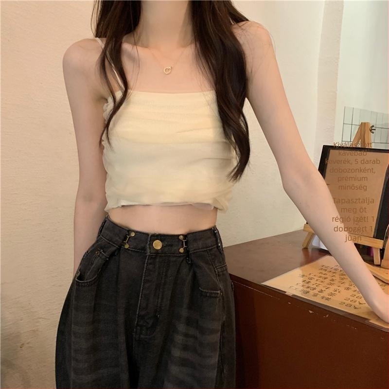 Női camisole felső beépített melltartóbetétekkel — Y- alakú pántok, városi stílus, karcsú szabás, viszkóz rostokból álló keverék