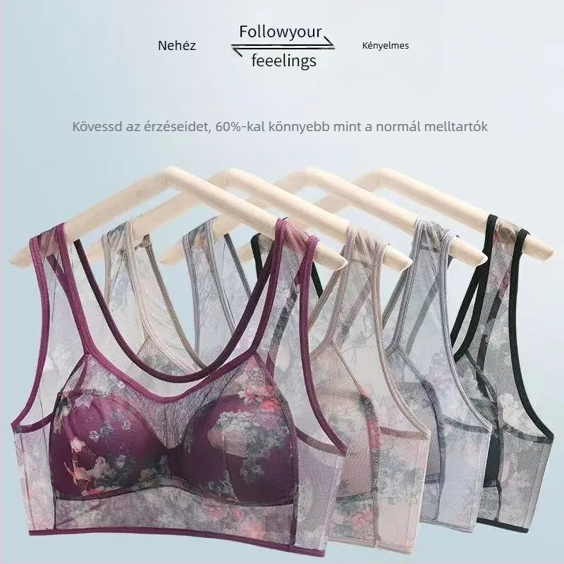 Nyári ice silk varrat nélküli melltartó, egyrészes női fehérnemű, push-up hatású, oldalsó formázó, szexi sportos top hátsóval