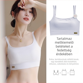 Latex belső melltartó-vest fix kosarakkal, vékony, ultra puha, bőrbarát, sima hát