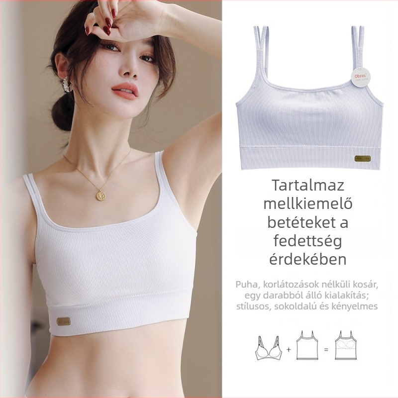 Latex belső melltartó-vest fix kosarakkal, vékony, ultra puha, bőrbarát, sima hát