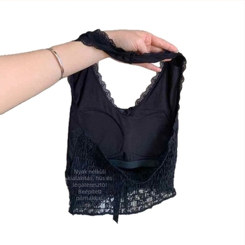 Camisole felső - nyakba záródó, masni mintázat, ultra rövid hossz ≤40 cm, spandex