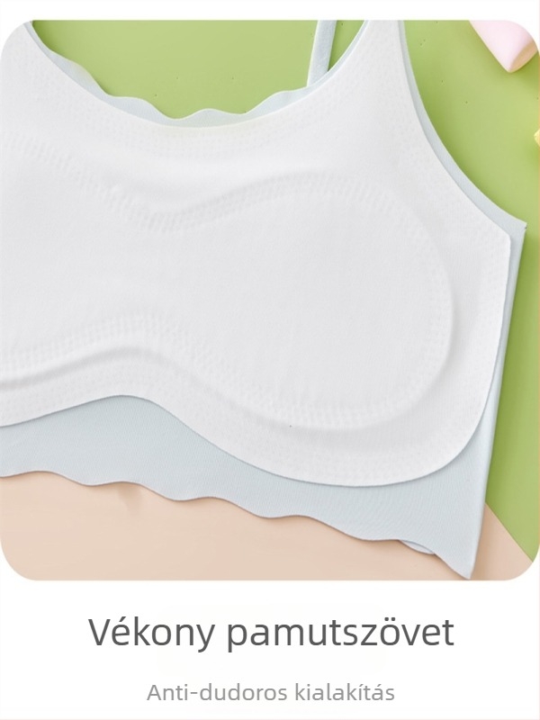 Lányoknak készült varrás nélküli top, pántos, négyszögletes gallér, anyag nylon 86%, megfelelő 8 év feletti gyermekeknek, négy évszakos használatra